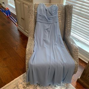 One shoulder blue dress
